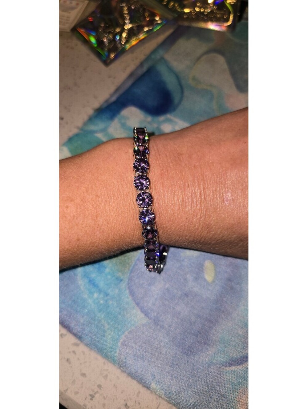Gorgeous New 8" Purple CZ Bracelet